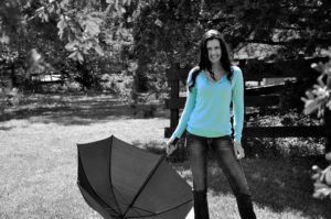 Marcy Turquoise Top against Black & White Background