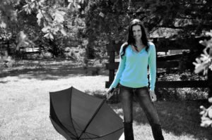 Marcy Turquoise Top against Black & White Background