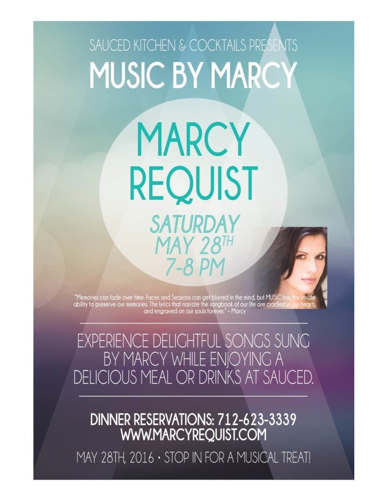 May 28th, 2016 Show featuring Marcy Requist at Sauced Italian Restaurant - Red Oak, IA